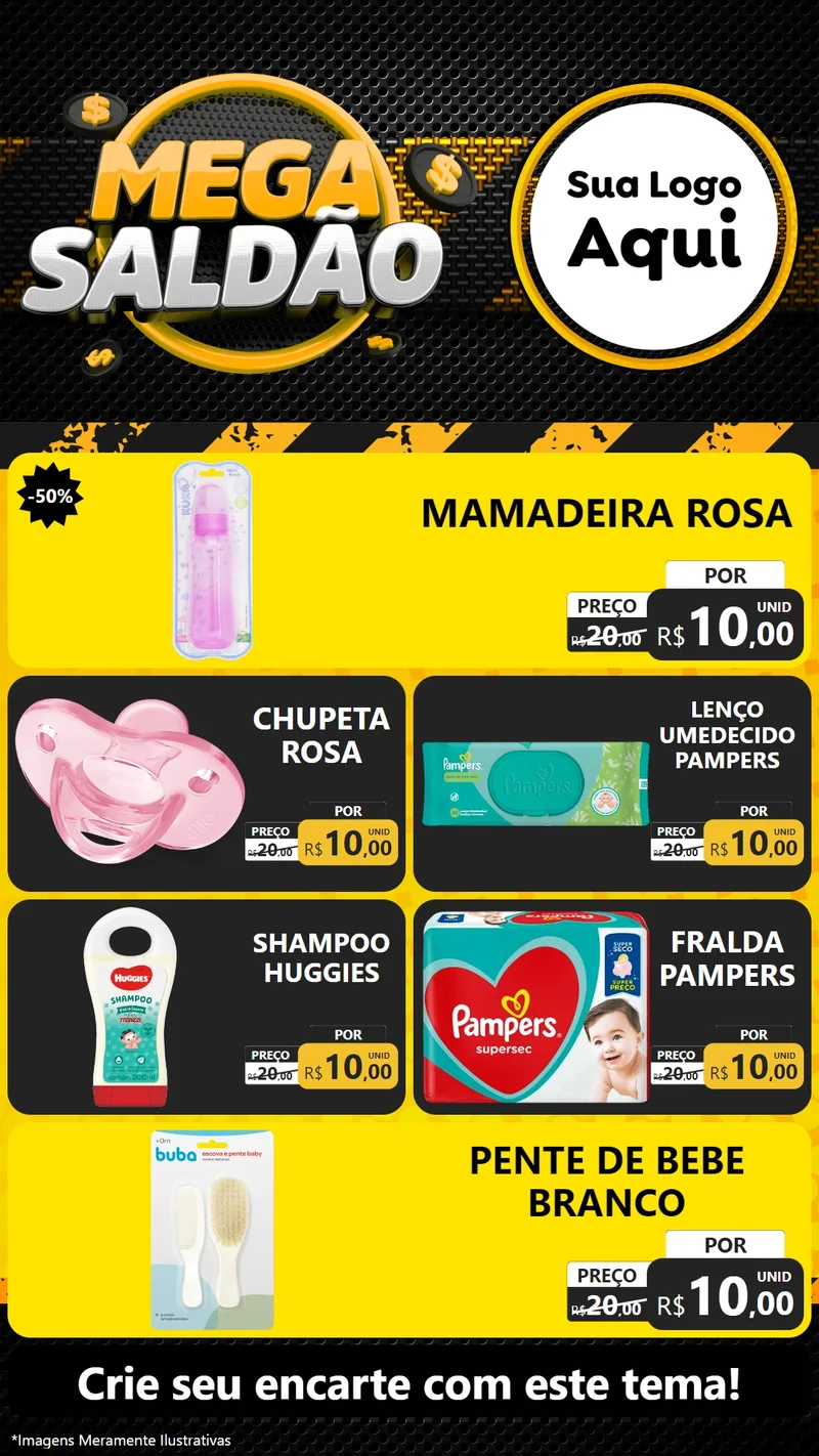 Modelo de TV para TV Vertical com o tema Mega Saldão para Bebês