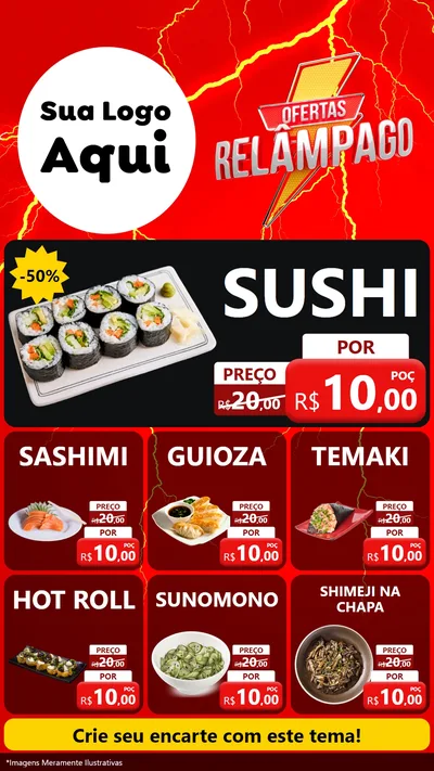 Modelo de Rede Social para Stories com o tema Ofertas Relâmpago para Comida japonesa