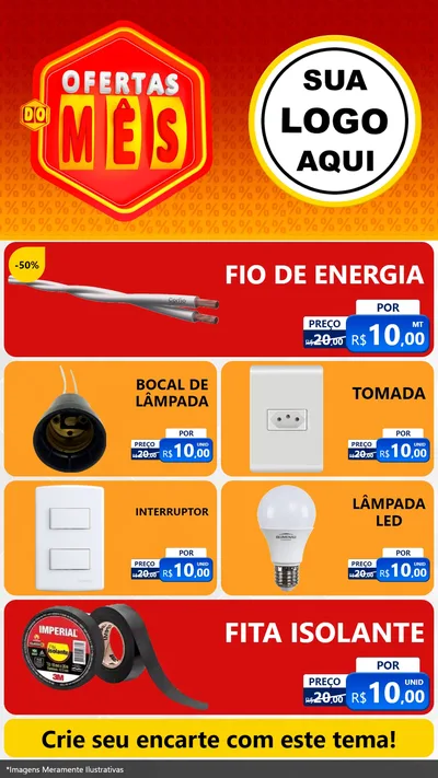 Modelo de TV para TV Vertical com o tema Ofertas do Mês para Materiais Elétricos