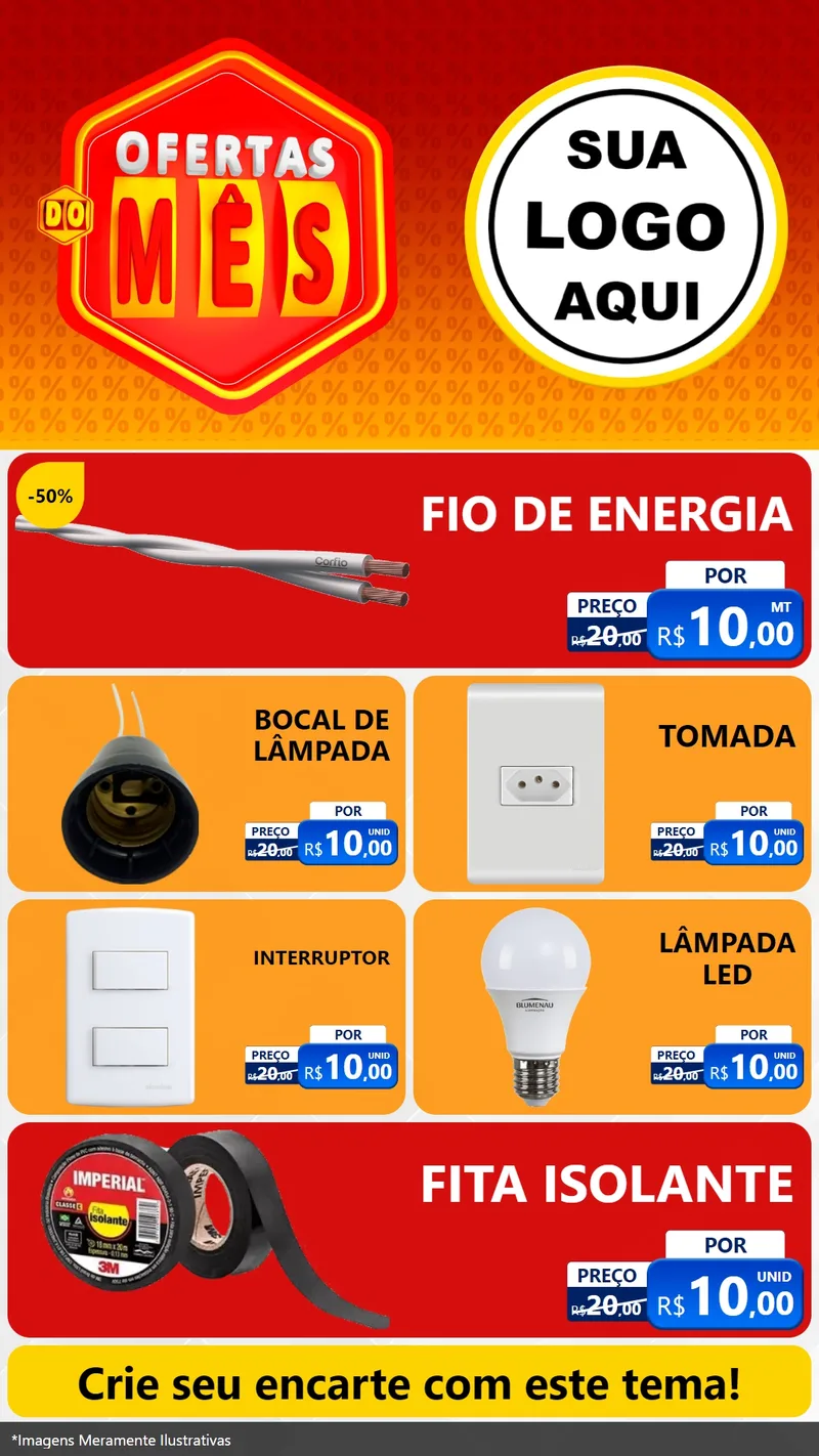 Modelo de TV para TV Vertical com o tema Ofertas do Mês para Materiais Elétricos