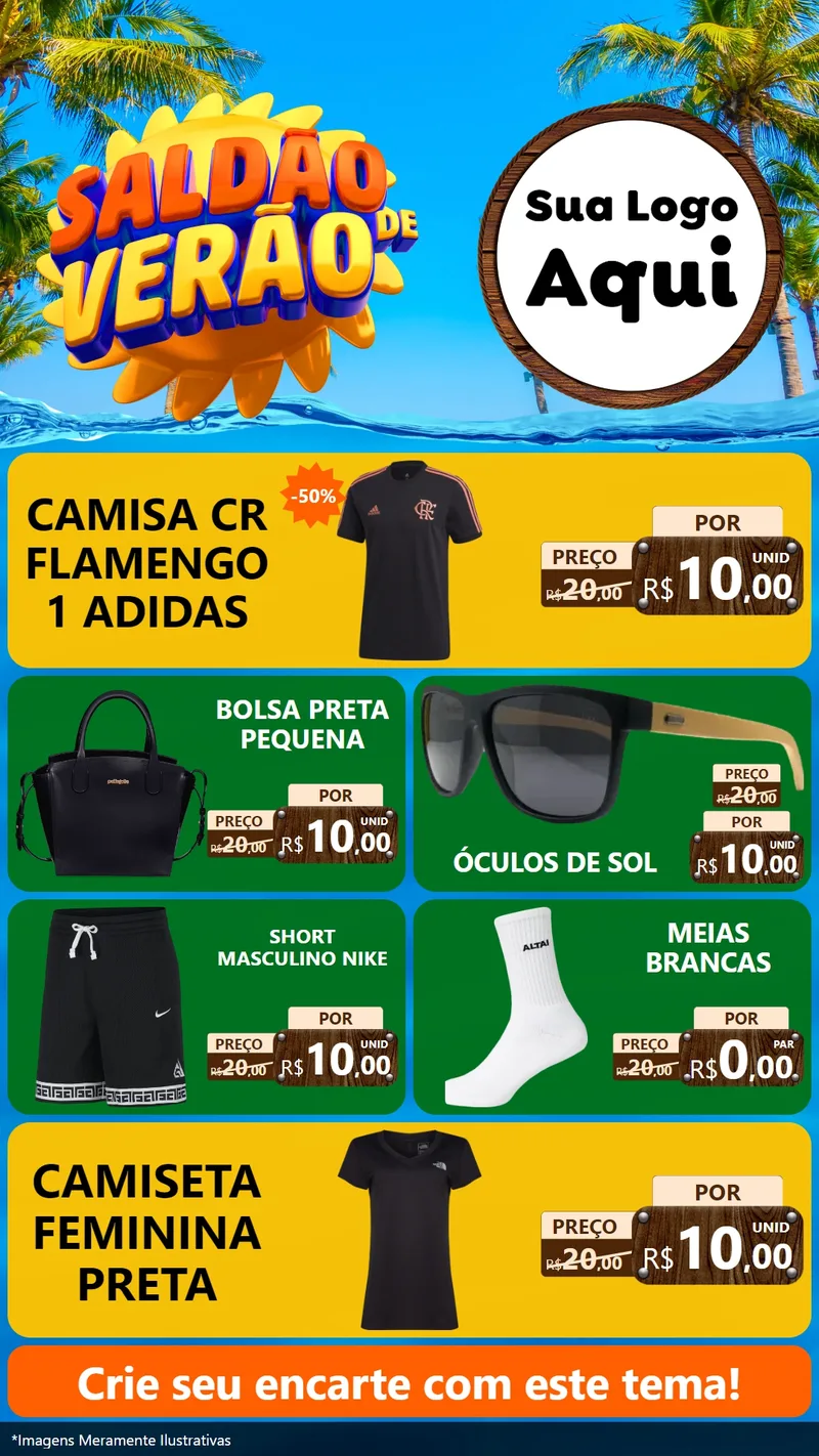 Modelo de TV para TV Vertical com o tema Saldão de Verão para Roupas e acessórios