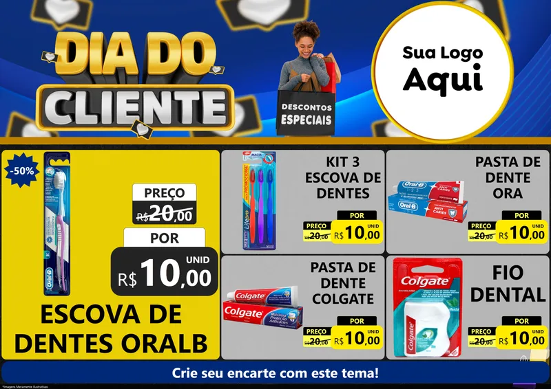 Modelo de Encarte para Encarte A4 Horizontal com o tema Dia Do Cliente para Higiene Pessoal