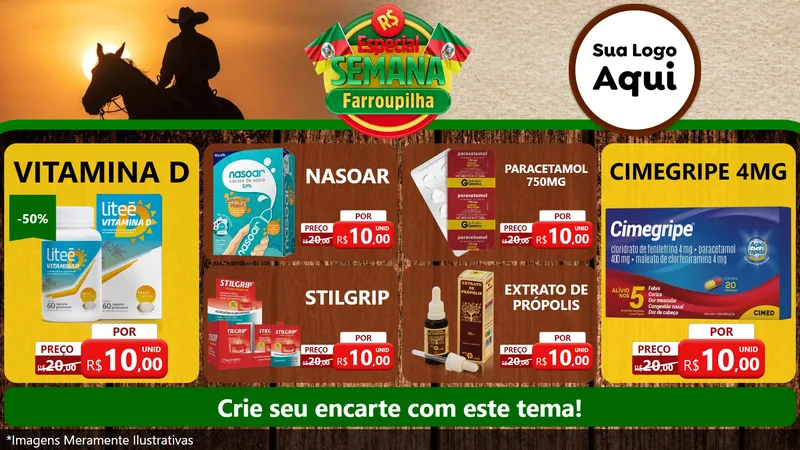 Modelo de TV para TV Horizontal com o tema Especial Semana Farroupilha para Farmácia