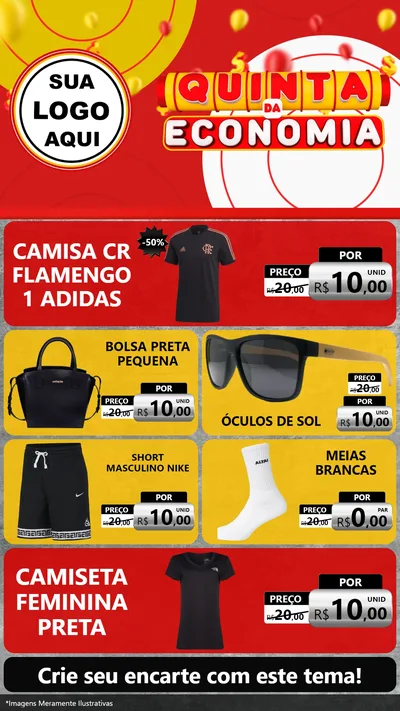 Modelo de TV para TV Vertical com o tema Quinta da Economia para Roupas e acessórios