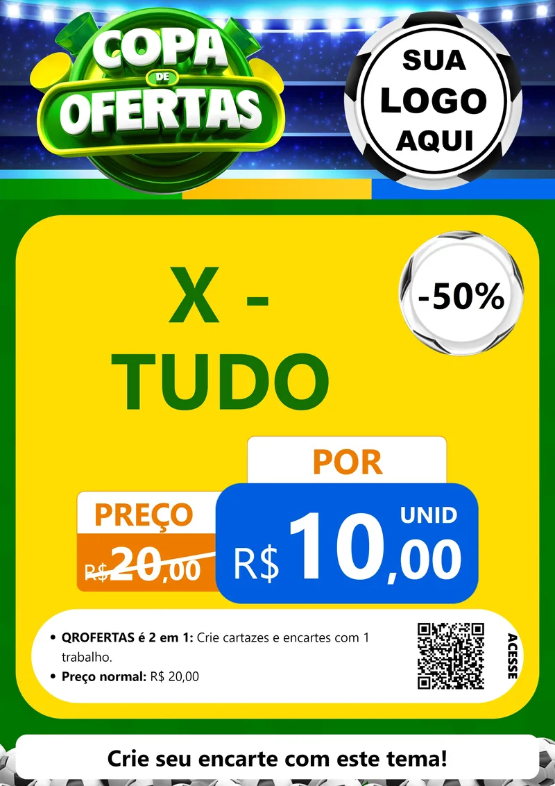 Modelo de Cartaz para Cartaz A4 Vertical com o tema Copa de Ofertas para Hamburgueria