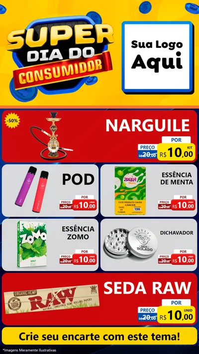 Modelo de TV para TV Vertical com o tema Super Dia do Consumidor para Tabacaria