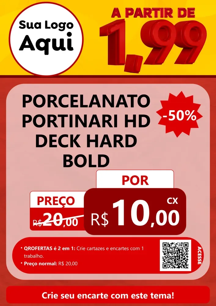 Modelo de Cartaz para Cartaz A4 Vertical com o tema A Partir de Um e Noventa e Nove - 1,99 para Pisos e revestimentos