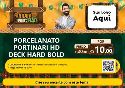Modelo de Cartaz para Cartaz A4 Horizontal com o tema Arraiá do preço bão para Pisos e revestimentos