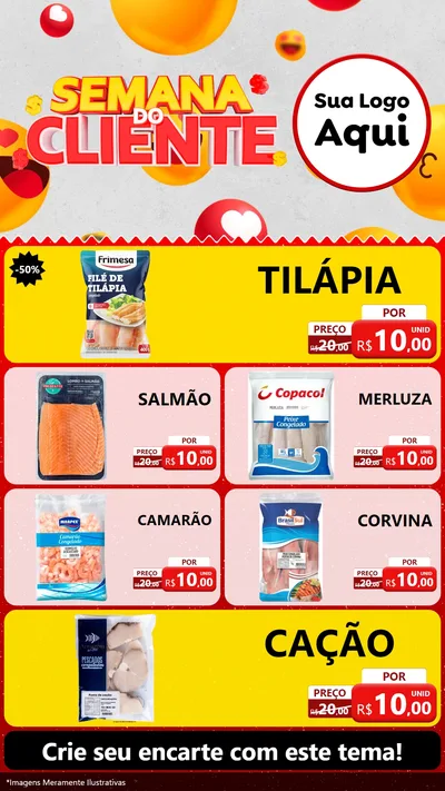 Modelo de TV para TV Vertical com o tema Semana do Cliente para Peixaria