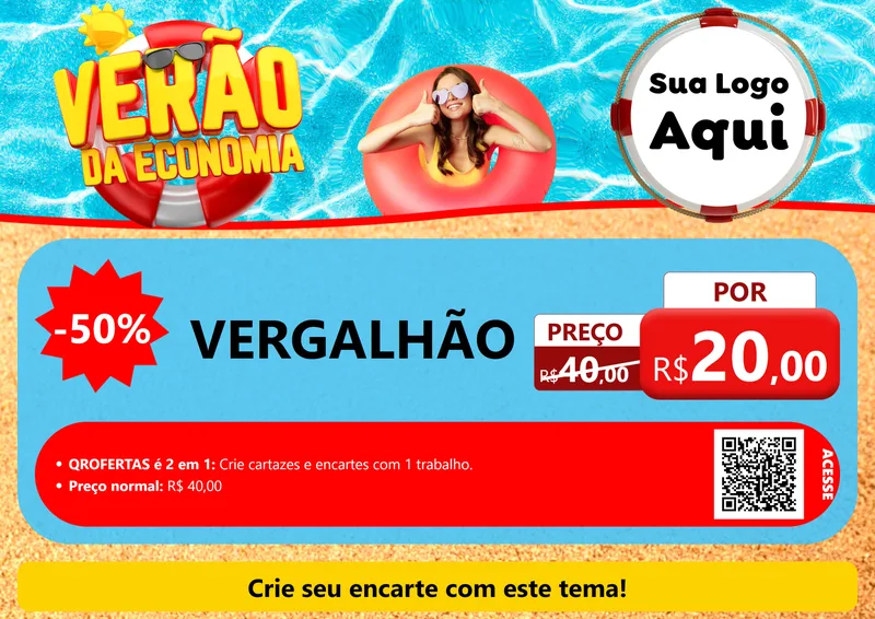 Modelo de Cartaz para Cartaz A4 Horizontal com o tema Verão da Economia para Ferragens