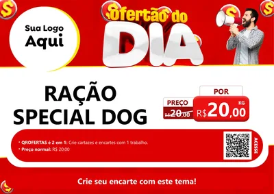 Modelo de Cartaz para Cartaz A4 Horizontal com o tema Ofertão do dia para Pet Shop