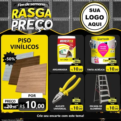 Modelo de Rede Social para Feed Facebook com o tema Fim de Semana Rasga Preço para Material para Construção