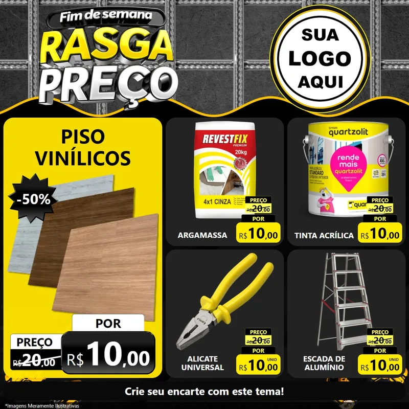 Modelo de Rede Social para Feed Facebook com o tema Fim de Semana Rasga Preço para Material para Construção