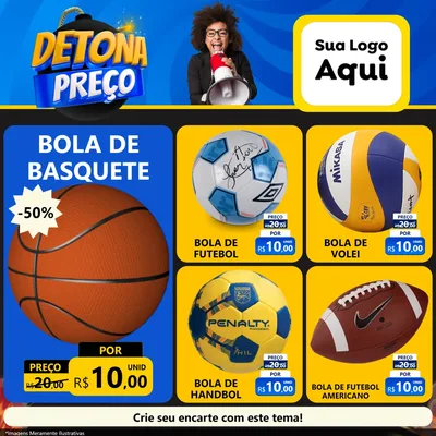 Modelo de Rede Social para Feed Facebook com o tema Detona Preços para Artigos Esportivos