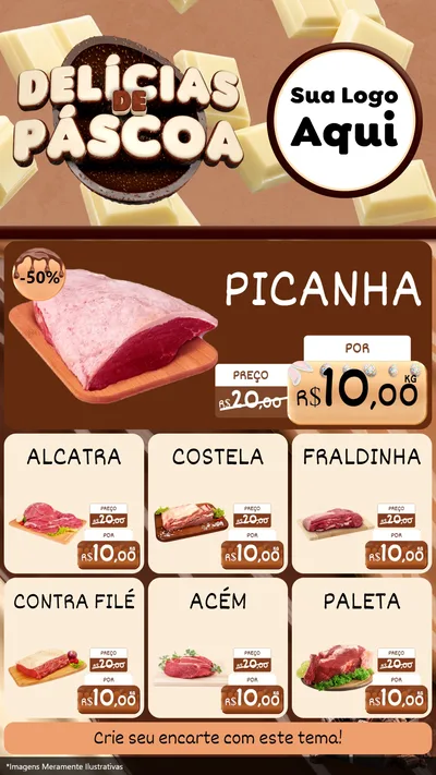Modelo de Rede Social para Stories com o tema Delícias de Páscoa para Açougue