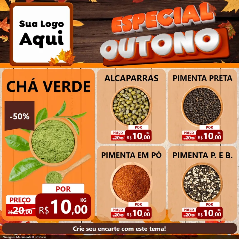 Modelo de Rede Social para Feed Facebook com o tema Especial Outono para Produtos Naturais