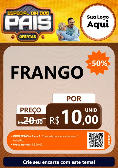 Modelo de Cartaz para Cartaz A4 Vertical com o tema Especial Dia dos Pais para Assados