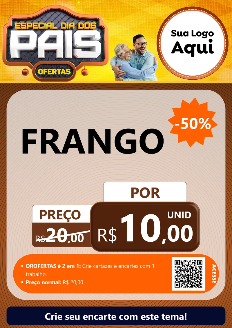 Modelo de Cartaz para Cartaz A4 Vertical com o tema Especial Dia dos Pais para Assados