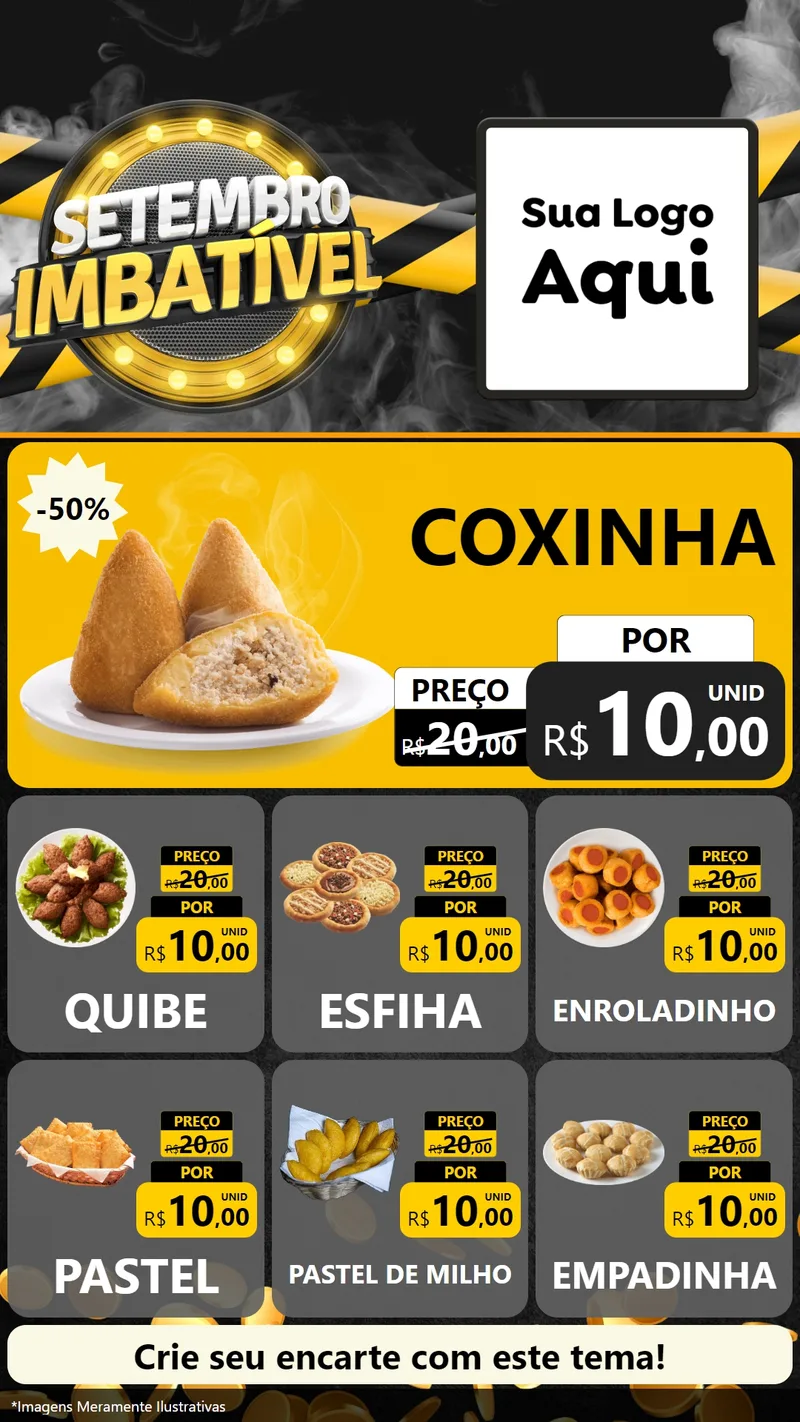 Modelo de Rede Social para Stories com o tema Setembro Imbatível para Salgadaria