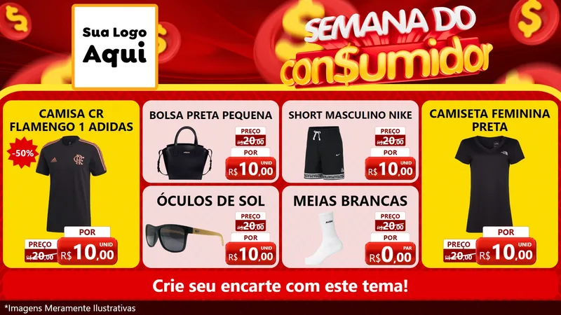 Modelo de TV para TV Horizontal com o tema Semana do Consumidor para Roupas e acessórios