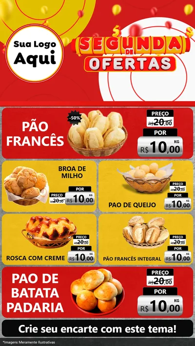 Modelo de TV para TV Vertical com o tema Segunda de Ofertas para Padaria