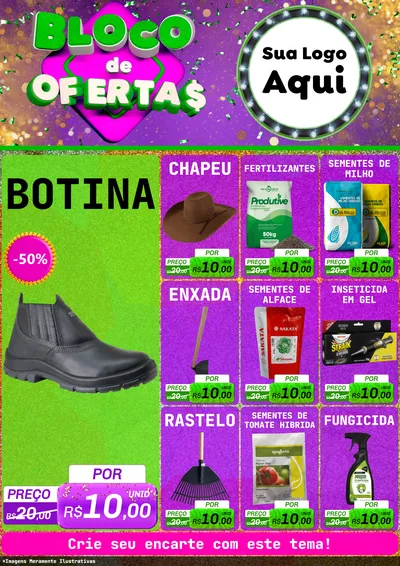 Modelo de Encarte para Encarte A4 Vertical com o tema Bloco de Ofertas para Agropecuária