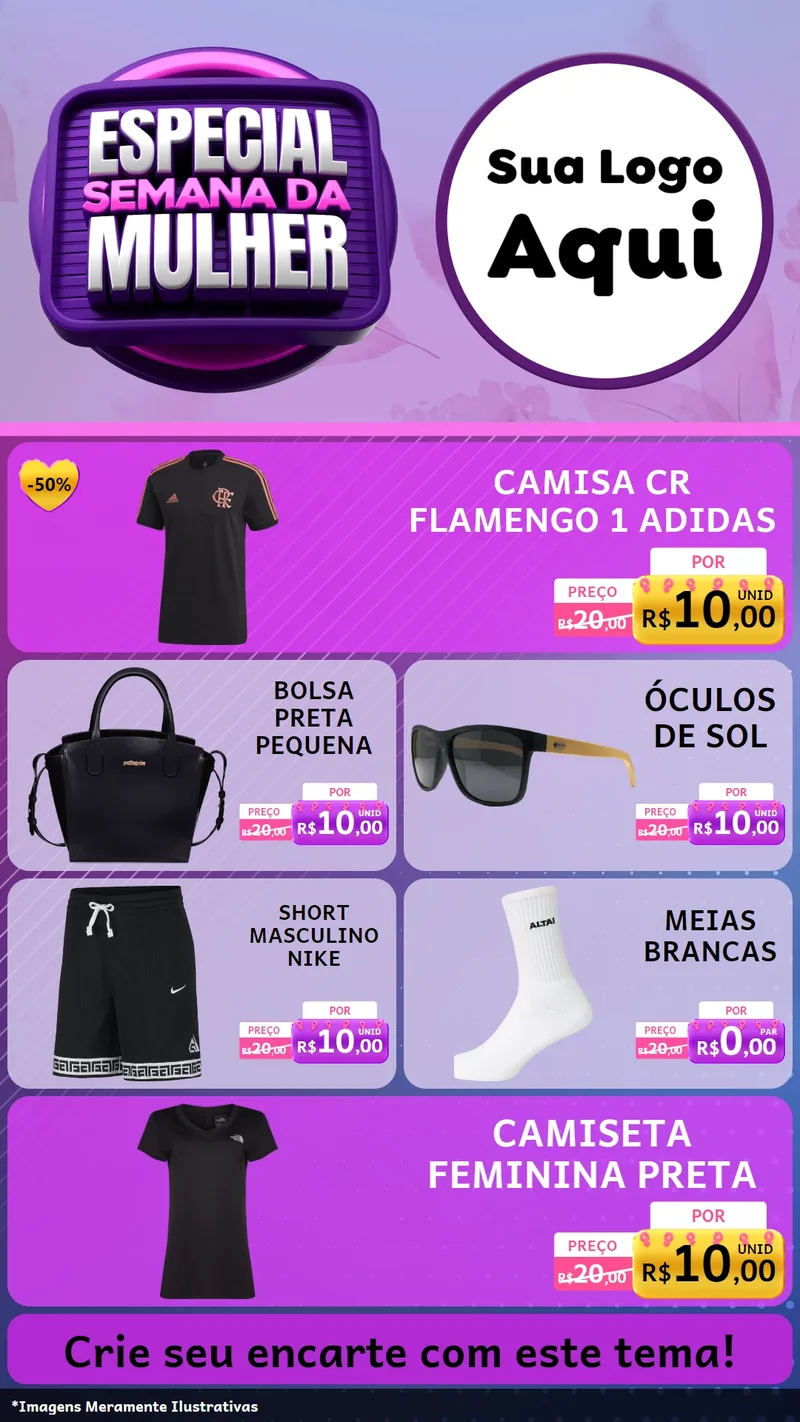 Modelo de TV para TV Vertical com o tema Especial Semana da Mulher para Roupas e acessórios