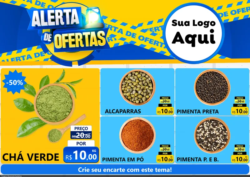 Modelo de Encarte para Encarte A4 Horizontal com o tema Alerta de Ofertas para Produtos Naturais