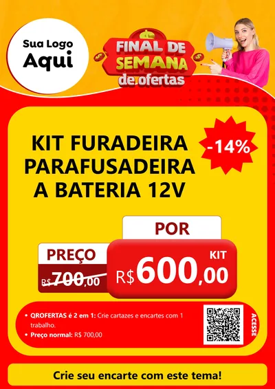 Modelo de Cartaz para Cartaz A4 Vertical com o tema Final de Semana de Ofertas para Maquinas e Ferramentas