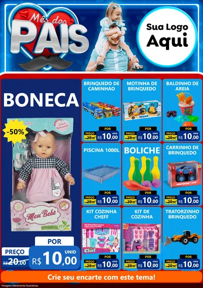 Modelo de Encarte para Encarte A4 Vertical com o tema Mês Dos Pais para Brinquedos