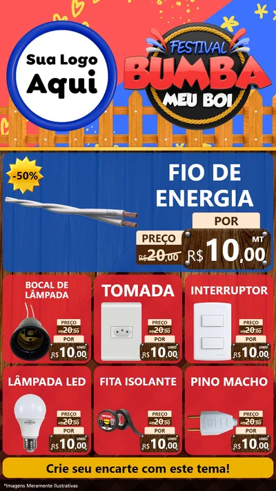 Modelo de Rede Social para Stories com o tema Festival Bumba Meu Boi para Materiais Elétricos