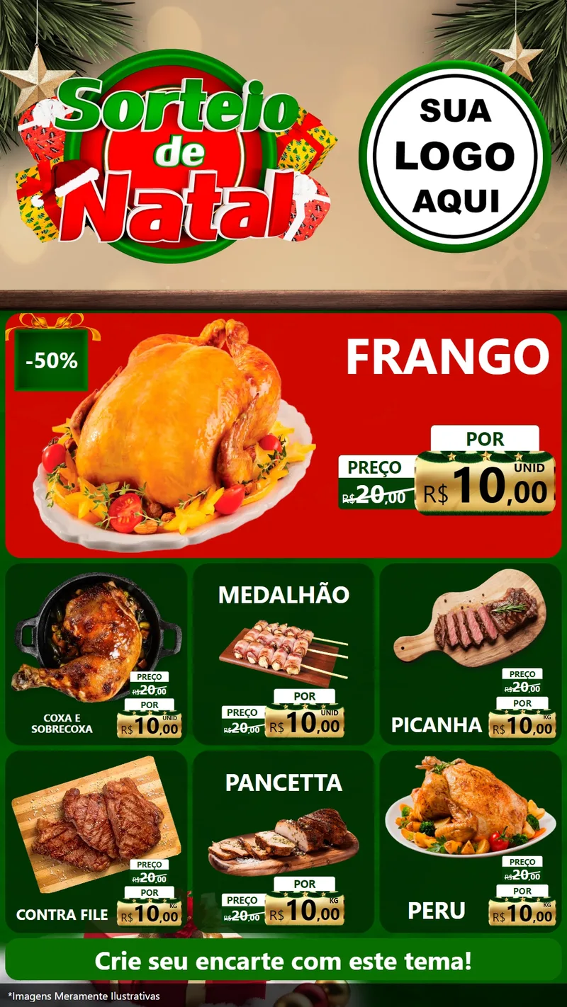 Modelo de Rede Social para Stories com o tema Sorteio de Natal para Assados