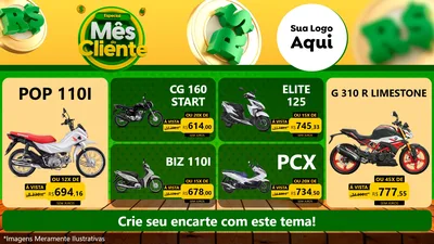 Modelo de TV para TV Horizontal com o tema Especial Mês do Cliente para Concessionaria de Motos