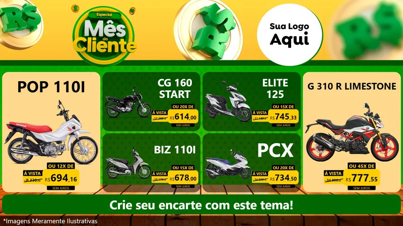 Modelo de TV para TV Horizontal com o tema Especial Mês do Cliente para Concessionaria de Motos