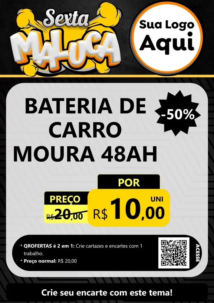 Modelo de Cartaz para Cartaz A4 Vertical com o tema Sexta Maluca para Baterias Elétricas