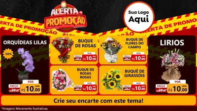 Modelo de TV para TV Horizontal com o tema Alerta de Promoção para Floricultura e jardim