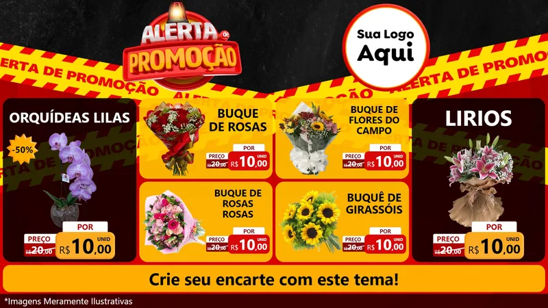 Modelo de TV para TV Horizontal com o tema Alerta de Promoção para Floricultura e jardim