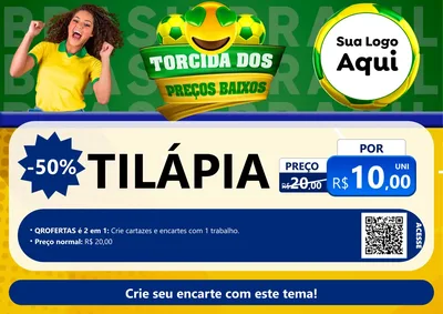 Modelo de Cartaz para Cartaz A4 Horizontal com o tema Torcida dos Preços Baixos - Copa para Peixaria