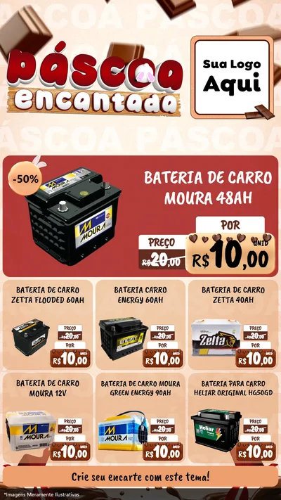 Modelo de Rede Social para Stories com o tema Páscoa Encantada para Baterias Elétricas