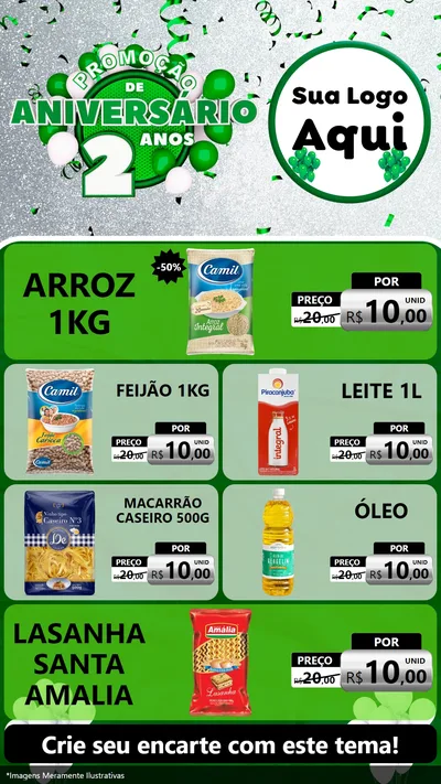 Modelo de TV para TV Vertical com o tema Promoção de Aniversário - 2 Anos para Supermercado
