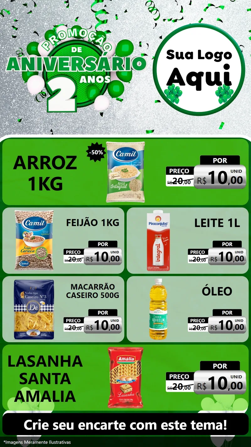 Modelo de TV para TV Vertical com o tema Promoção de Aniversário - 2 Anos para Supermercado