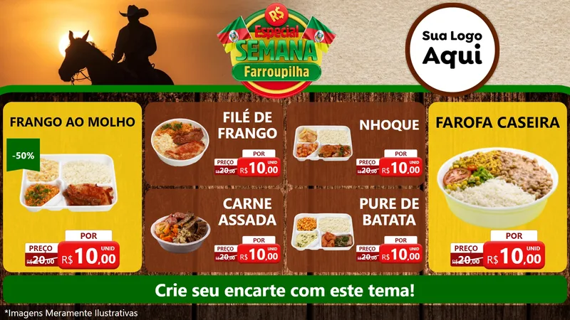 Modelo de TV para TV Horizontal com o tema Especial Semana Farroupilha para Restaurante