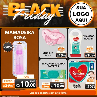 Modelo de Rede Social para Feed Facebook com o tema Black Friday para Bebês