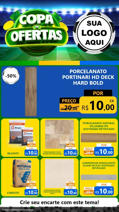 Modelo de Rede Social para Stories com o tema Copa de Ofertas para Pisos e revestimentos