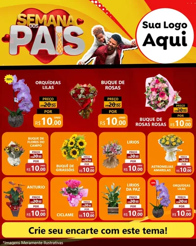 Modelo de Rede Social para Feed Instagram com o tema Semana Dos Pais para Floricultura e jardim