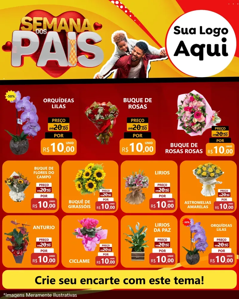 Modelo de Rede Social para Feed Instagram com o tema Semana Dos Pais para Floricultura e jardim