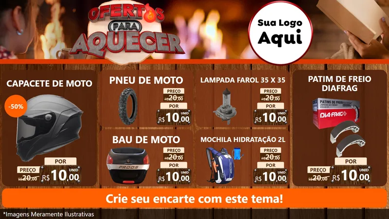 Modelo de TV para TV Horizontal com o tema Ofertas Para Aquecer para Moto peças