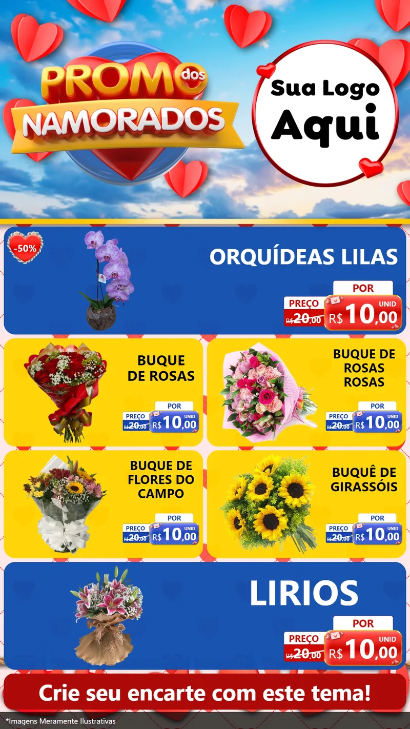 Modelo de TV para TV Vertical com o tema Promo dos Namorados para Floricultura e jardim