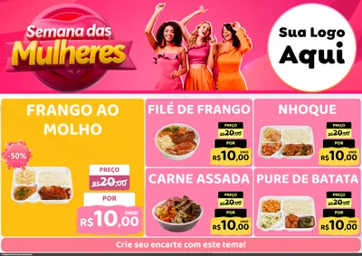 Modelo de Encarte para Encarte A4 Horizontal com o tema Semana das Mulheres para Restaurante