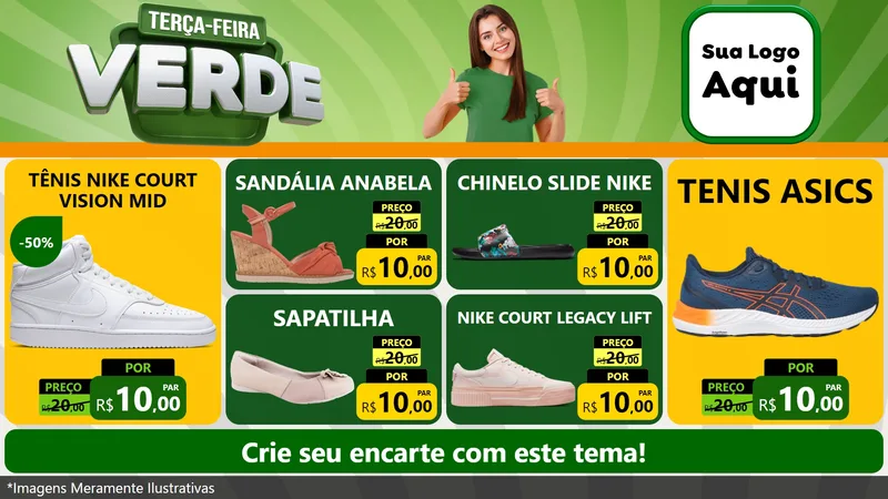 Modelo de TV para TV Horizontal com o tema Terça - Feira Verde para Calçados